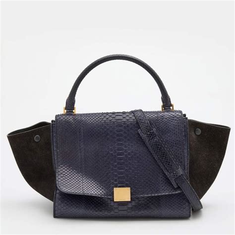 celine trapeze bag blue python|Celine Blue Python and Suede Medium Trapeze Bag.